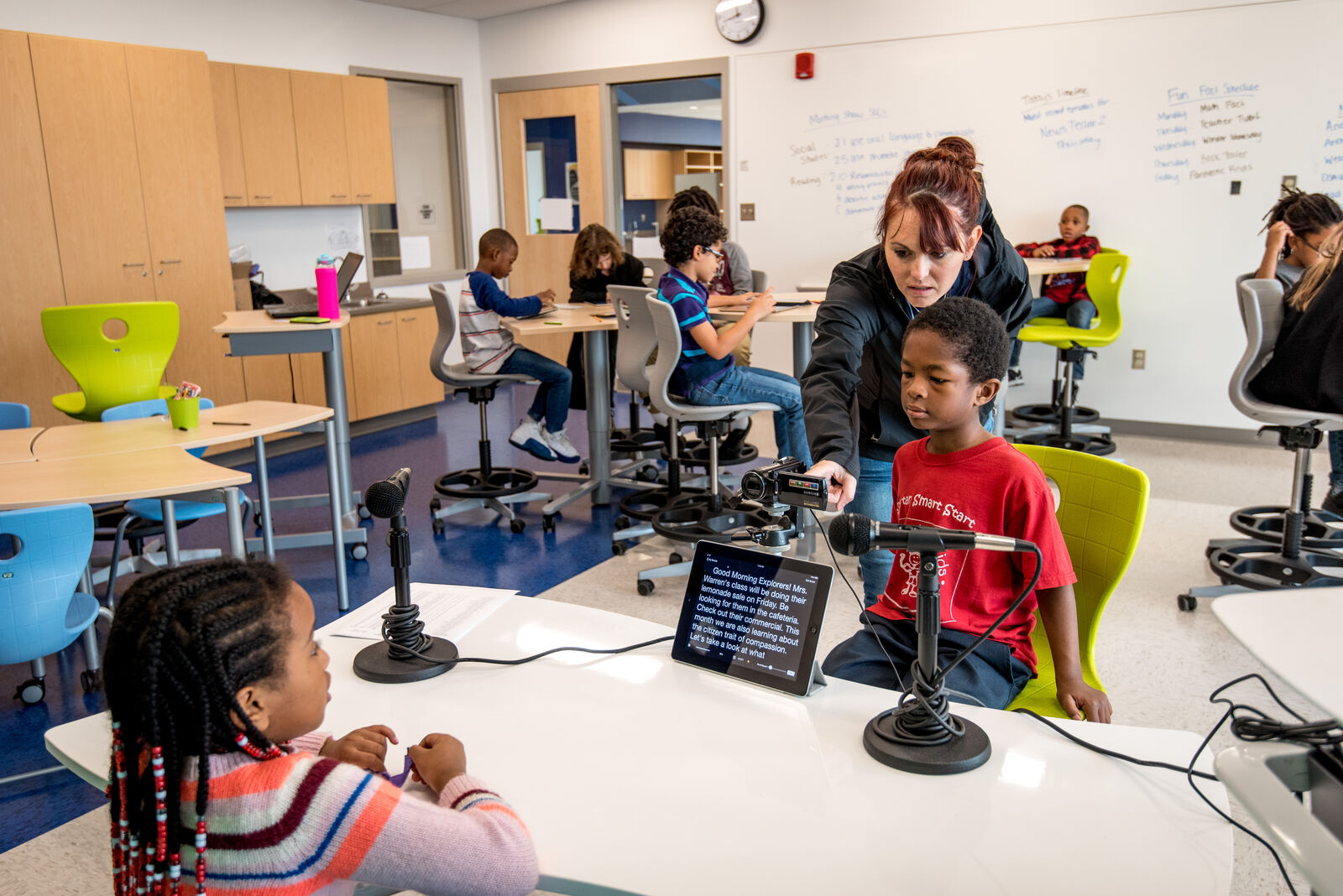 Students and teacher at Discovery STEM Academy