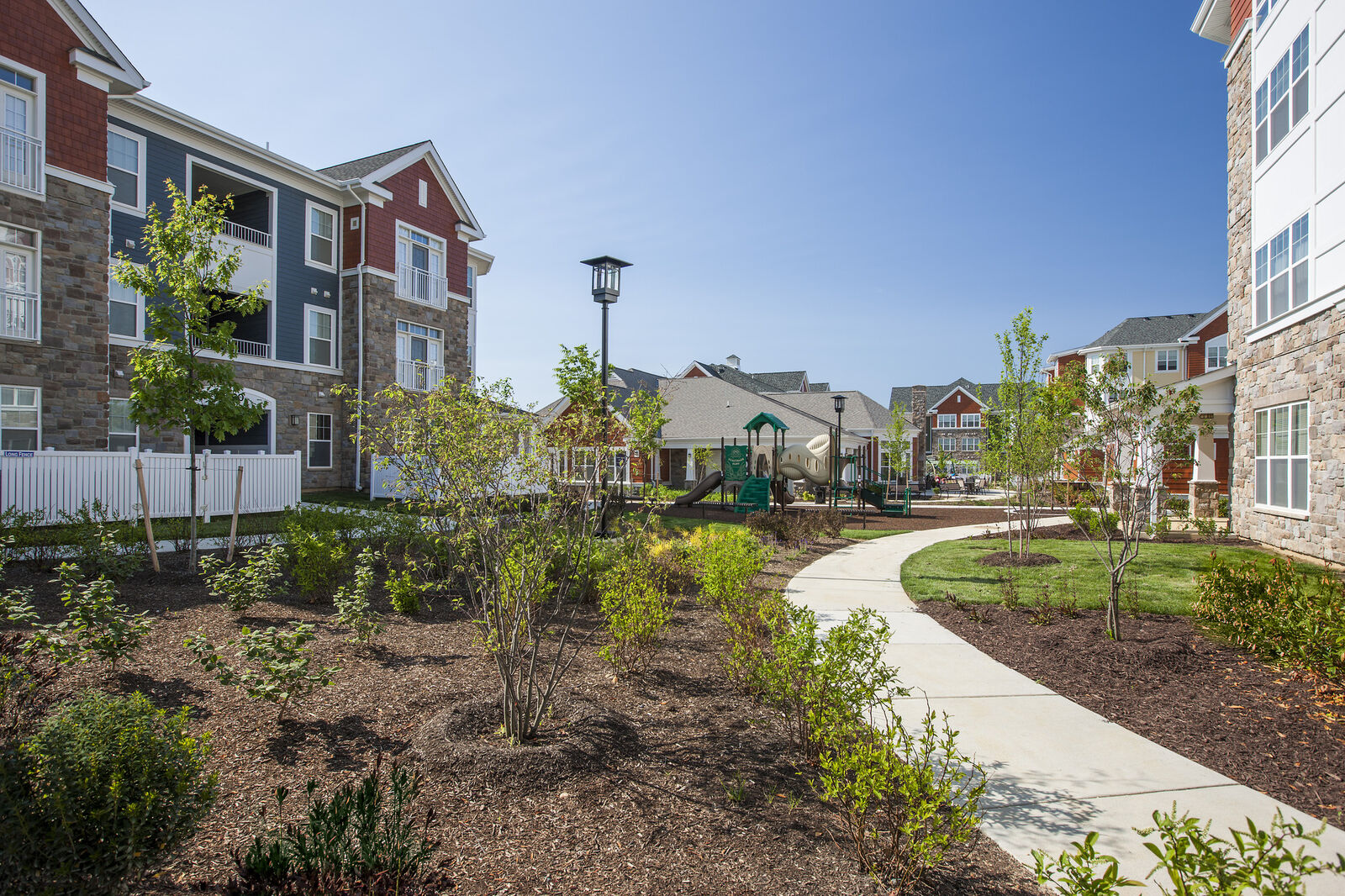 Architectural images of Columbia Maryland apartment community and senior living center at Monarch Mills