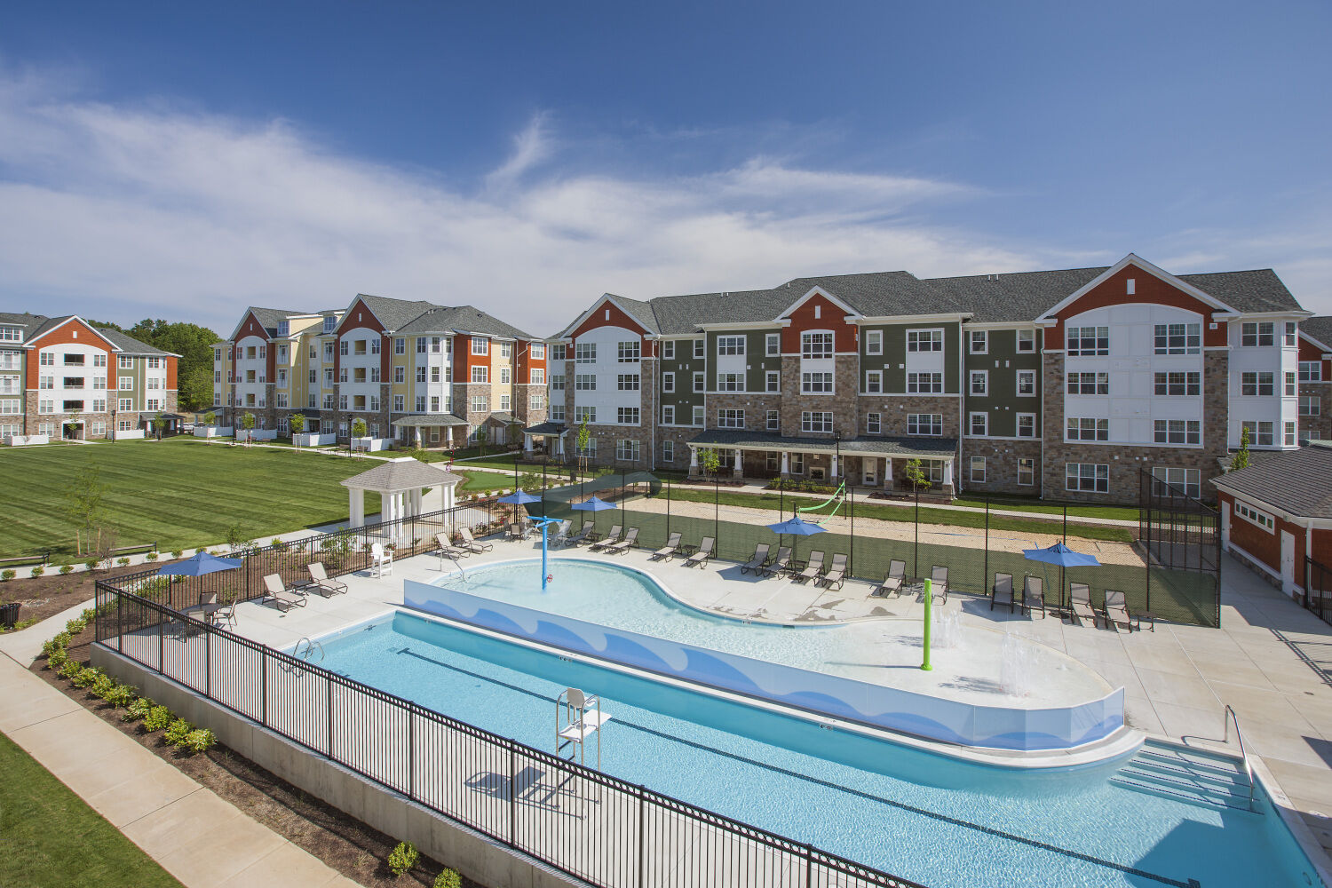 Architectural images of Columbia Maryland apartment community and senior living center at Monarch Mills